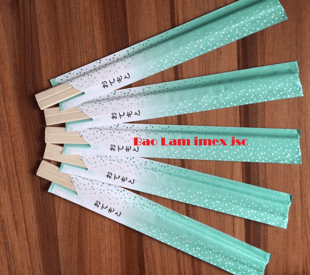 Chopsticks packaged in open paper sleeves
